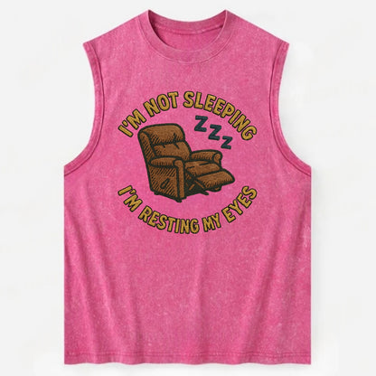 I'm Not Sleeping I'm Resting My Eyes  - Vintage Washed Tank - Pink