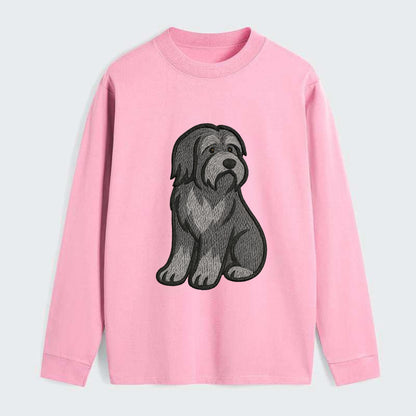 Bearded Collie - Gray shaggy coat embroidered pose - Classic Long Sleeve Shirt - Pink