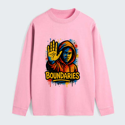 Person holding up hand in "stop" gesture - setting boundaries concept, - Classic Long Sleeve Shirt - Pink