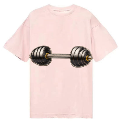 Embroidered patch design - WEIGHTLIFTING BARBELL - heavy barbell with plates in - Classic T-shirt - Pink