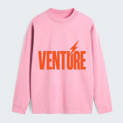 Bold typography design - "VENTURE" - taking risks, bold exploration - Classic Long Sleeve Shirt - Pink