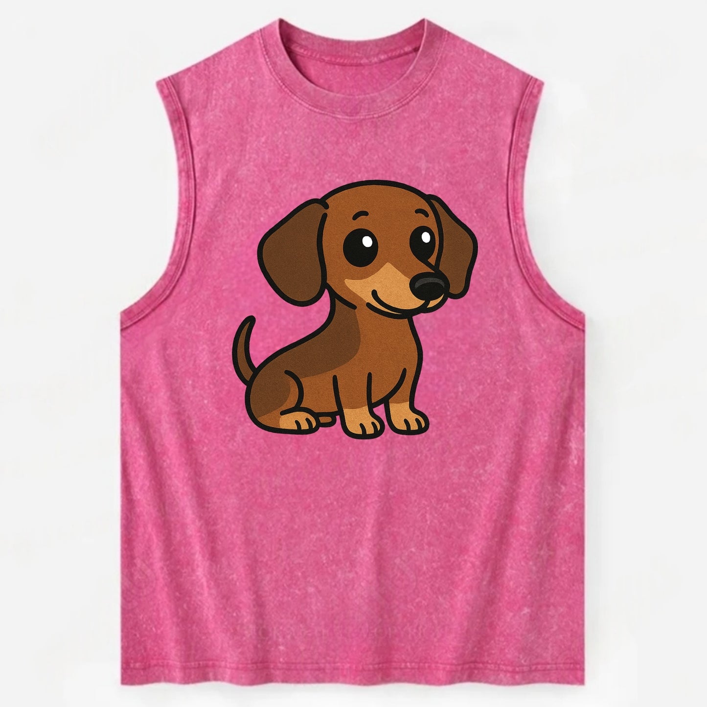 Dachshund - Long body profile view - Vintage Washed Tank - Pink