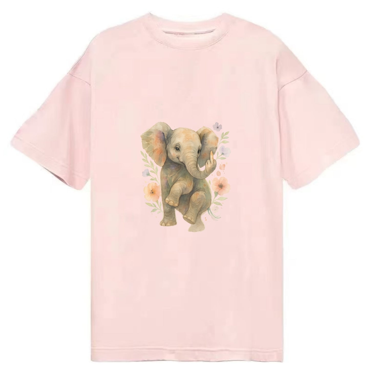 baby elephant with trunk up, one foot raised with middle toe extended - Classic T-shirt - Pink