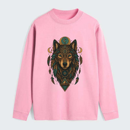 Retro 80s Wolf  - Classic Long Sleeve Shirt - Pink