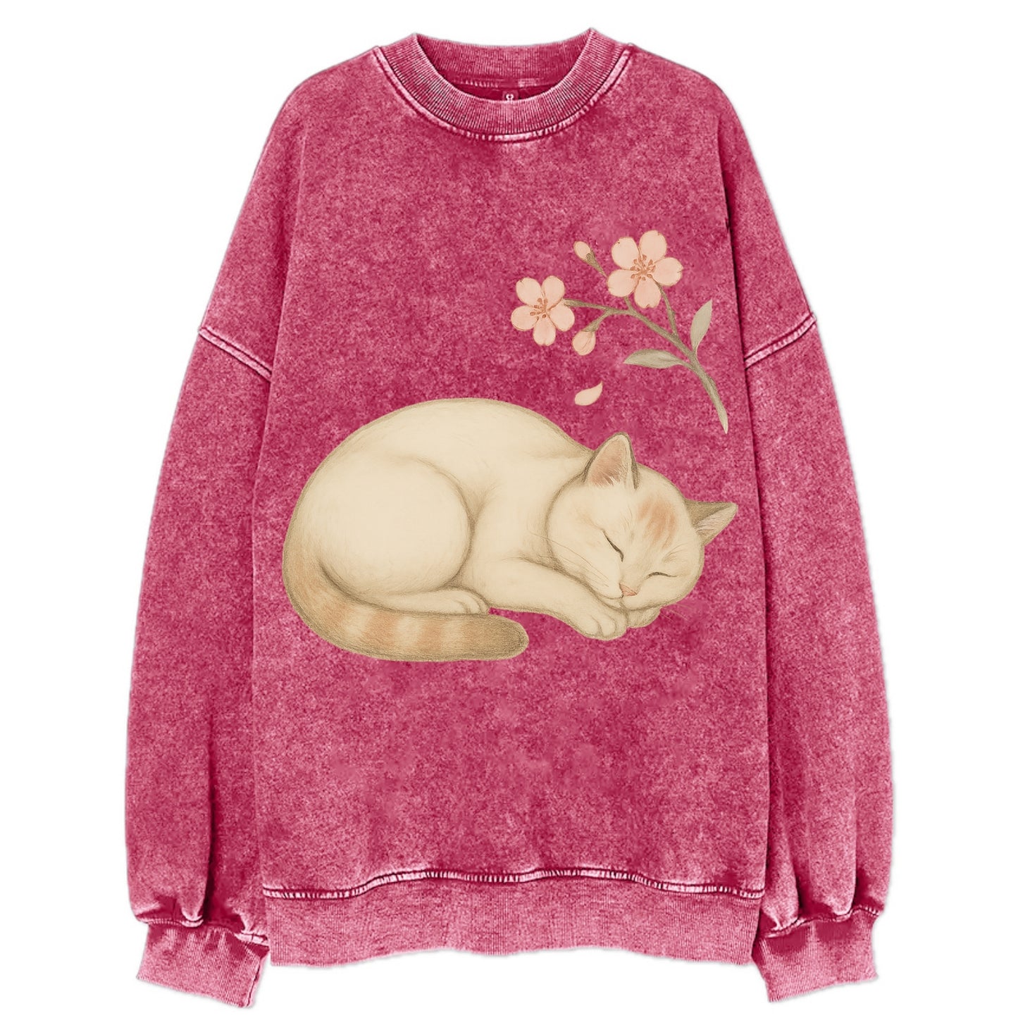Zen Garden Cat  - Vintage Sweatshirt - Pink