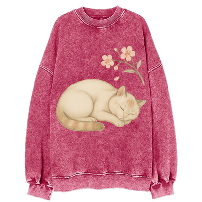 Zen Garden Cat  - Vintage Sweatshirt - Pink