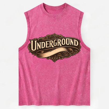 Bold typography design - "UNDERGROUND" - hidden scene, alternative - Vintage Washed Tank - Pink