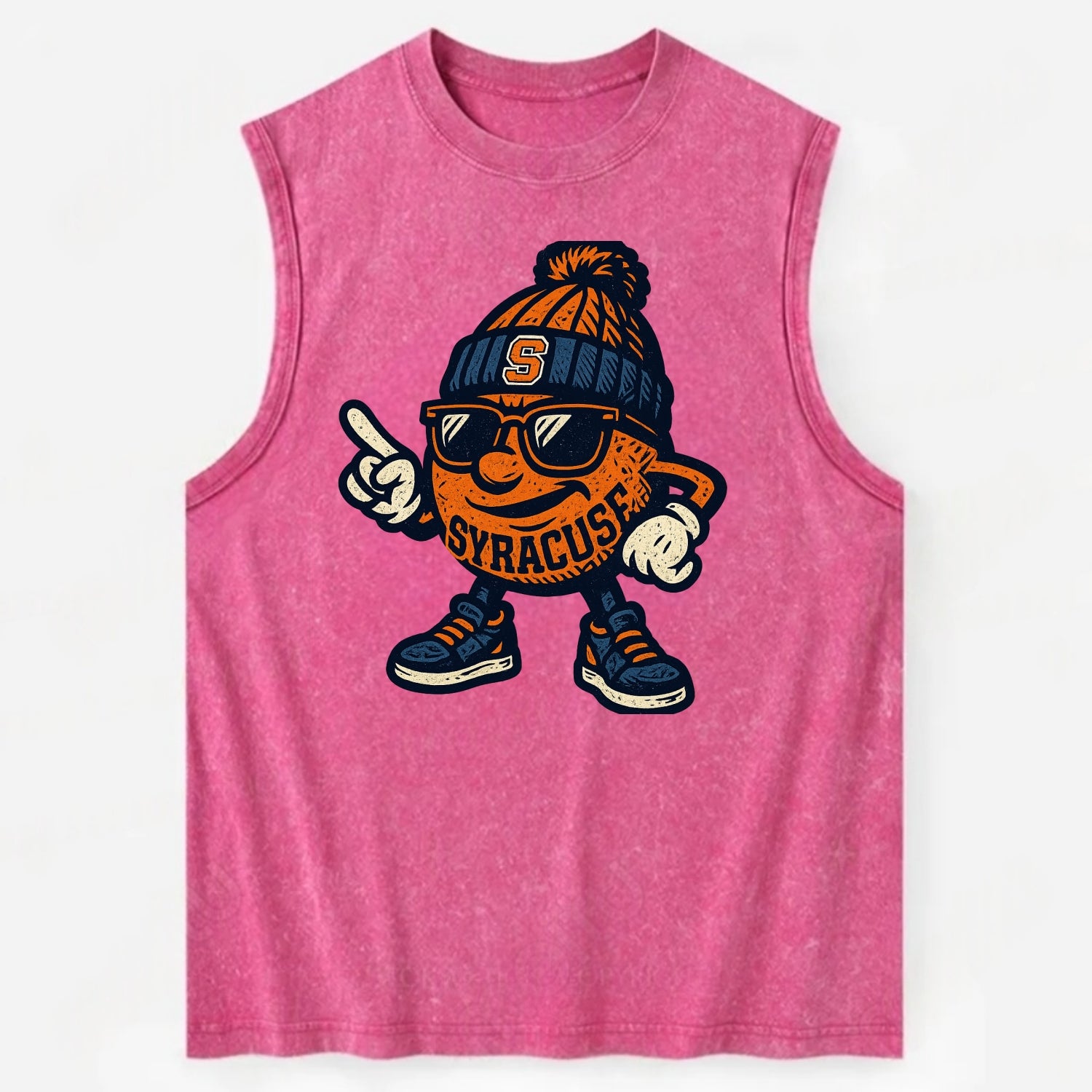 Syracuse Orange wearing Syracuse beanie with S patch - Vintage Washed Tank - Pink