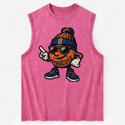 Syracuse Orange wearing Syracuse beanie with S patch - Vintage Washed Tank - Pink