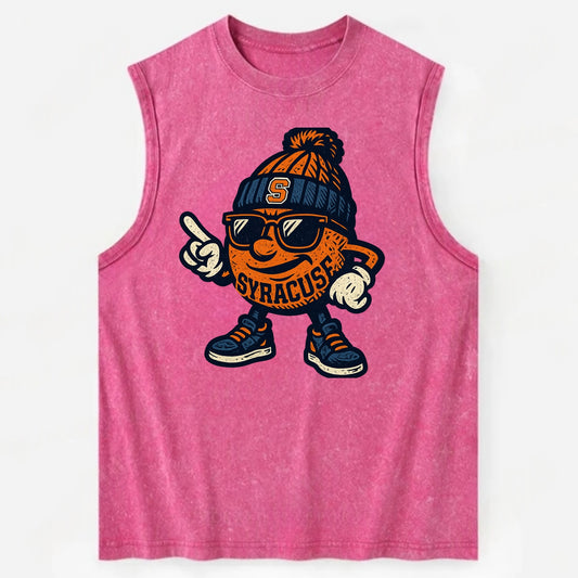Syracuse Orange wearing Syracuse beanie with S patch - Vintage Washed Tank - Pink