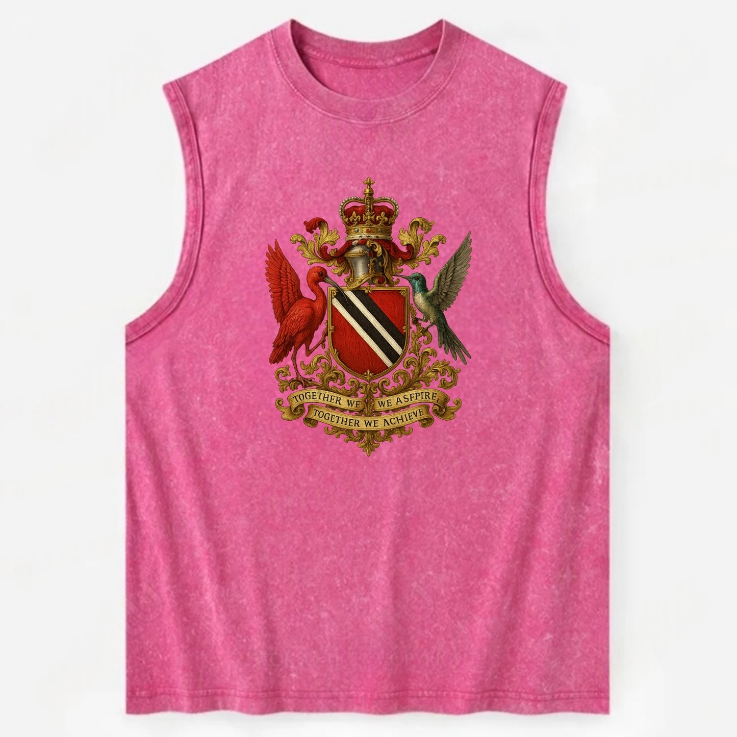 Trinidad Scarlet Ibis Emblem - Vintage Washed Tank - Pink