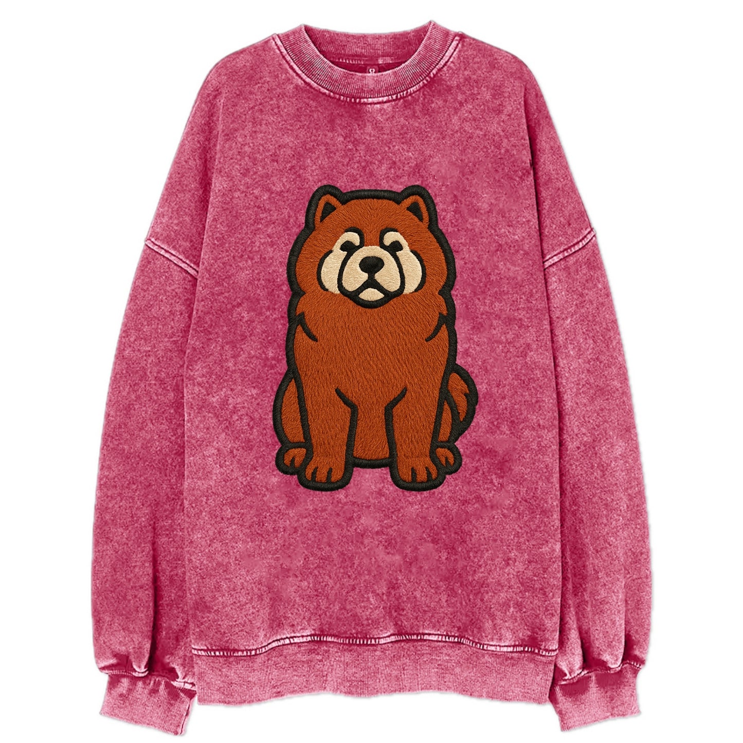Chow Chow - Red fluffy sitting pose - Vi Vintage Sweatshirt - Pink