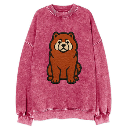 Chow Chow - Red fluffy sitting pose - Vi Vintage Sweatshirt - Pink