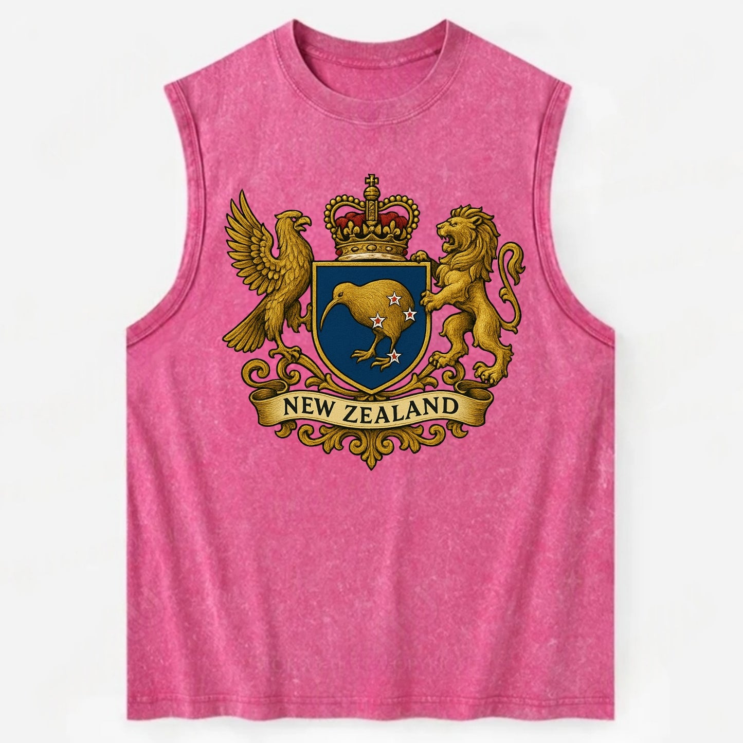 New Zealand Heritage Badge  - Vintage Washed Tank - Pink