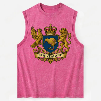 New Zealand Heritage Badge  - Vintage Washed Tank - Pink