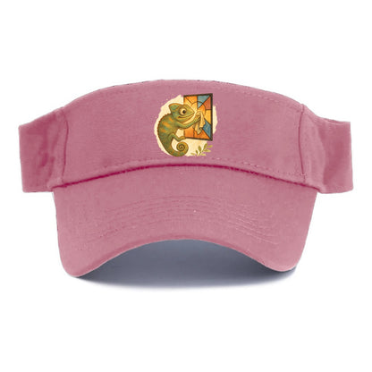 Chameleon blending into a stained-glass window it is polishing with delicate cloths - Visor - Pink