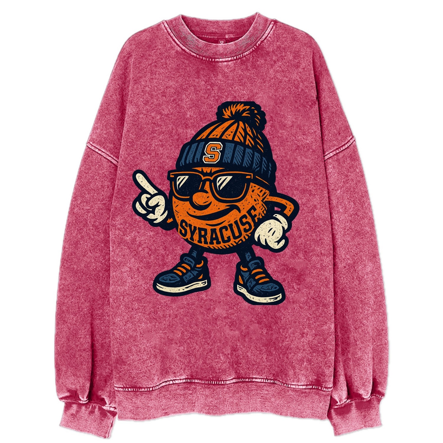 Syracuse Orange wearing Syracuse beanie with S patch - Vintage Sweatshirt - Pink