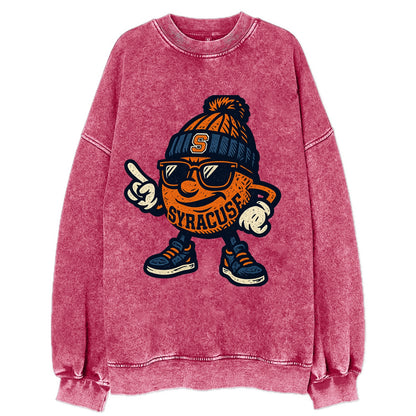 Syracuse Orange wearing Syracuse beanie with S patch - Vintage Sweatshirt - Pink
