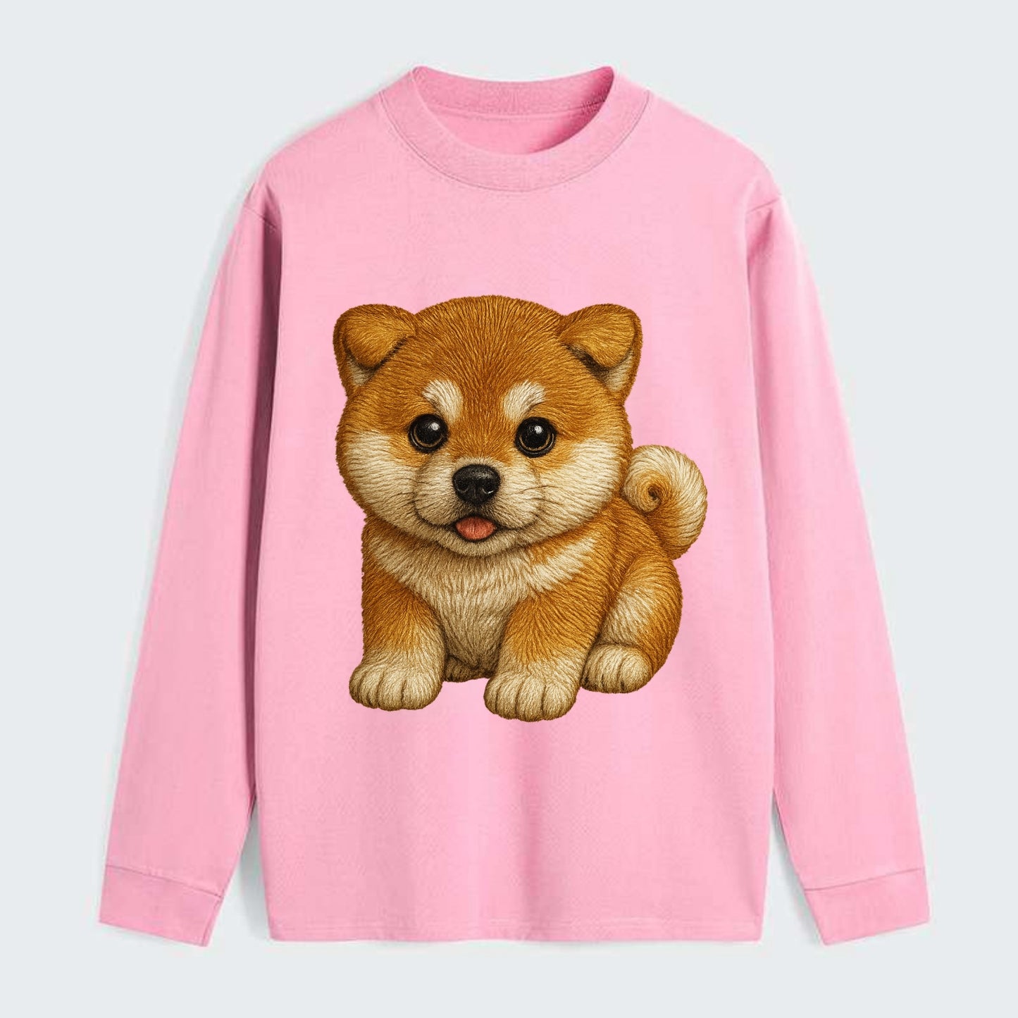 Baby Akita Puppy - fluffy bear-like, curled tail, dignified eyes, - Classic Long Sleeve Shirt - Pink