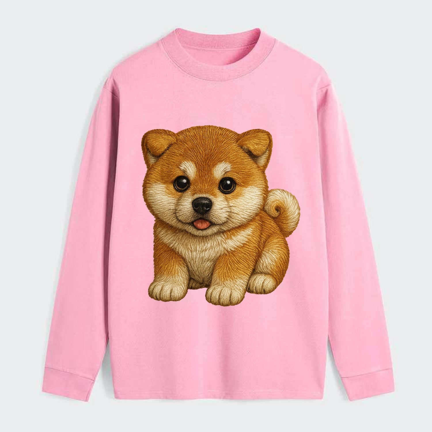 Baby Akita Puppy - fluffy bear-like, curled tail, dignified eyes, - Classic Long Sleeve Shirt - Pink