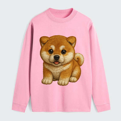 Baby Akita Puppy - fluffy bear-like, curled tail, dignified eyes, - Classic Long Sleeve Shirt - Pink