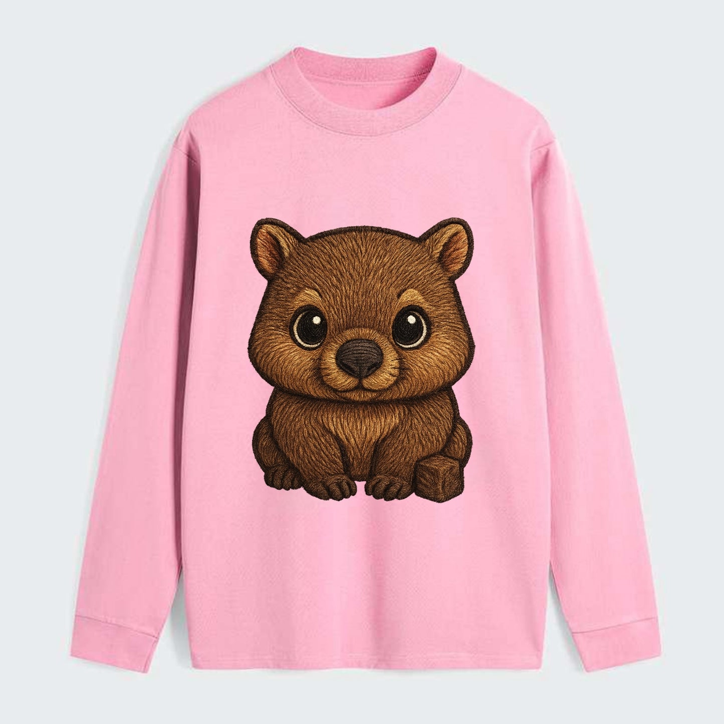Baby Wombat - brown fur, square nose, small ears, dark eyes, - Classic Long Sleeve Shirt - Pink