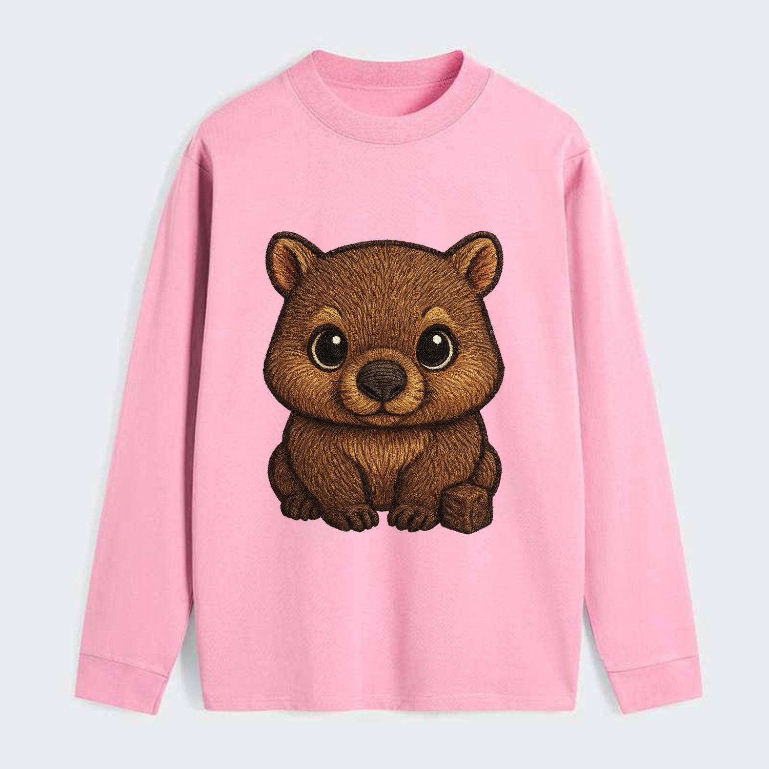 Baby Wombat - brown fur, square nose, small ears, dark eyes, - Classic Long Sleeve Shirt - Pink