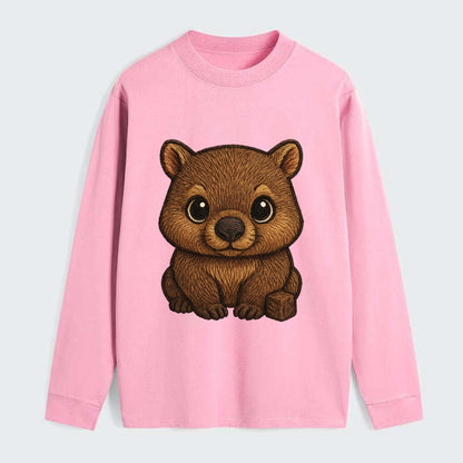 Baby Wombat - brown fur, square nose, small ears, dark eyes, - Classic Long Sleeve Shirt - Pink