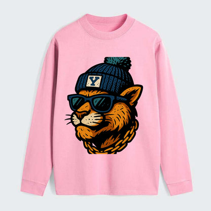 Provo Cougar wearing BYU beanie with Y patch - Classic Long Sleeve Shirt - Pink
