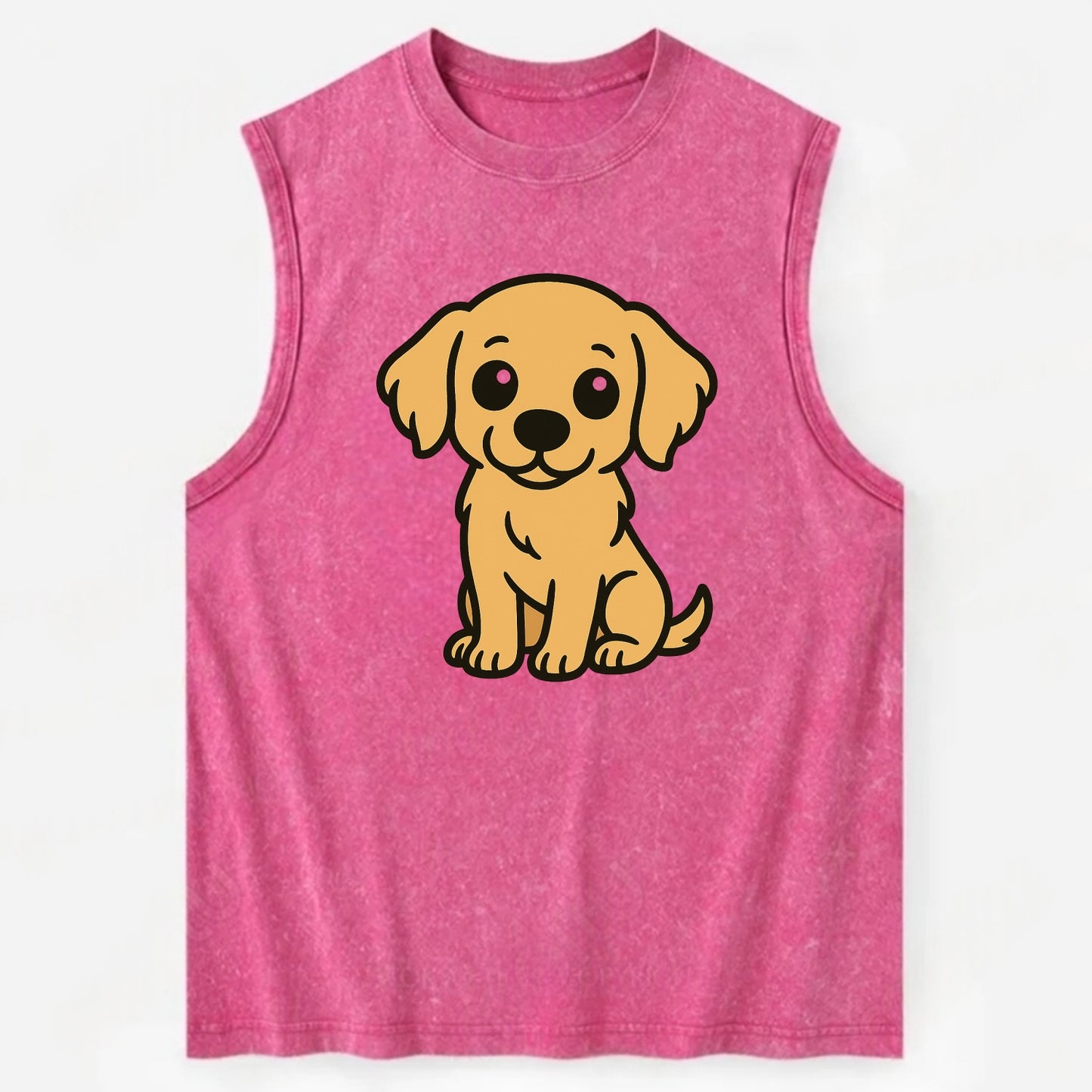 Golden Retriever - Head tilt curious pose - Vintage Washed Tank - Pink