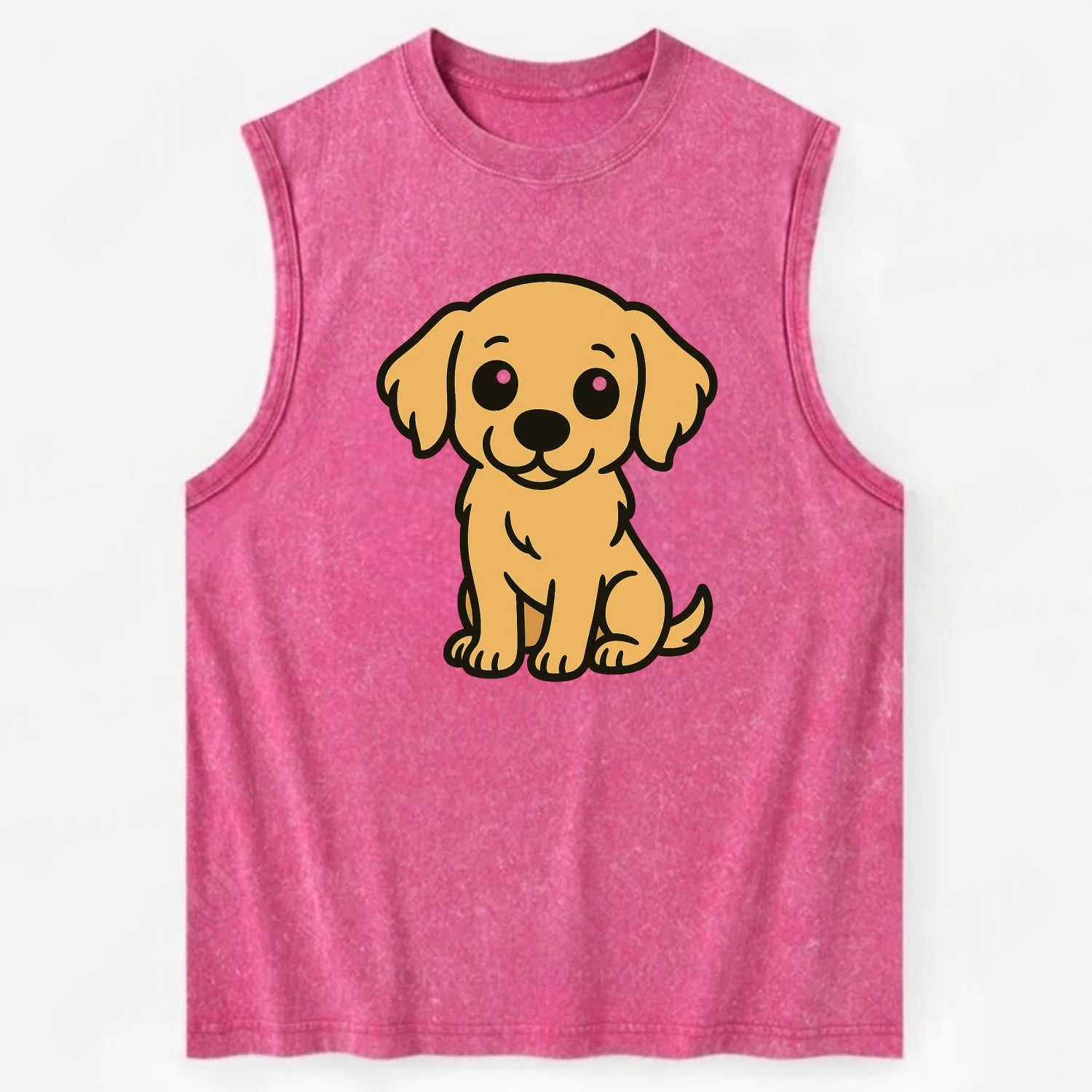 Golden Retriever - Head tilt curious pose - Vintage Washed Tank - Pink