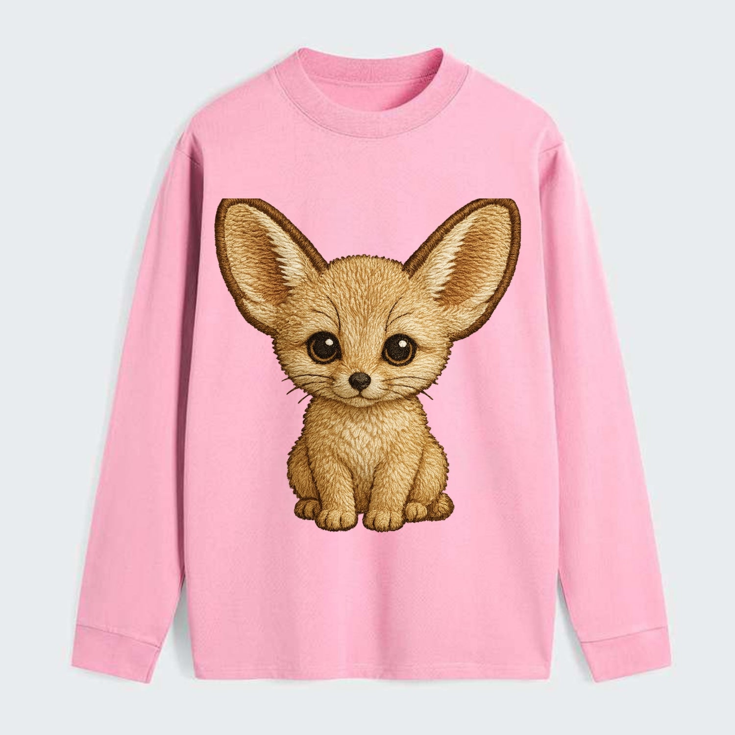 Baby Fennec Fox - huge ears, cream fur, large dark eyes, front-facing, - Classic Long Sleeve Shirt - Pink