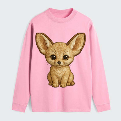 Baby Fennec Fox - huge ears, cream fur, large dark eyes, front-facing, - Classic Long Sleeve Shirt - Pink