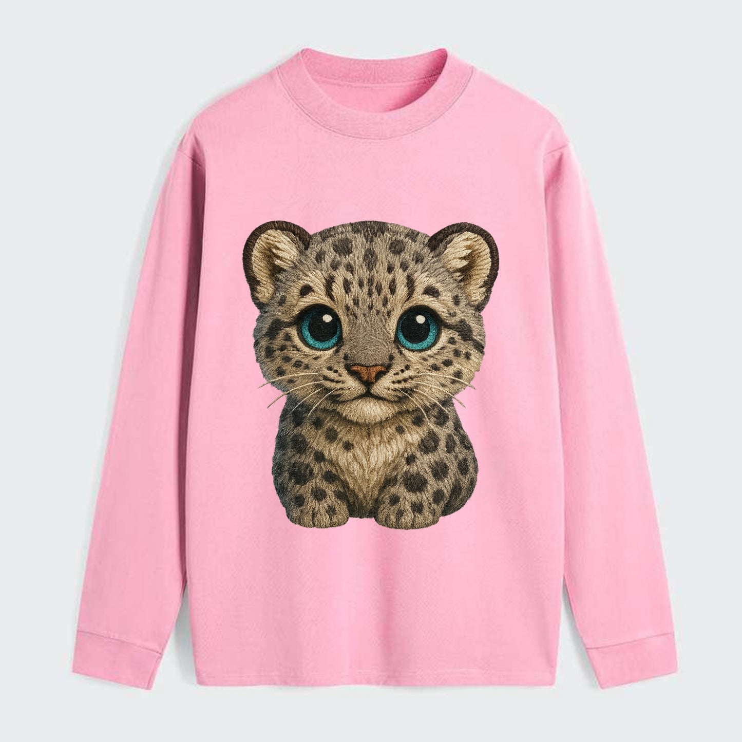 Baby Snow Leopard Cub - gray spotted, thick fur, blue-green eyes, - Classic Long Sleeve Shirt - Pink