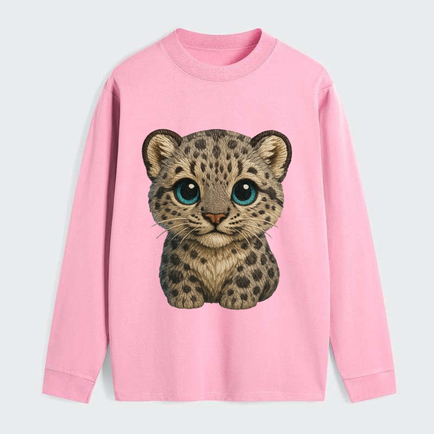 Baby Snow Leopard Cub - gray spotted, thick fur, blue-green eyes, - Classic Long Sleeve Shirt - Pink