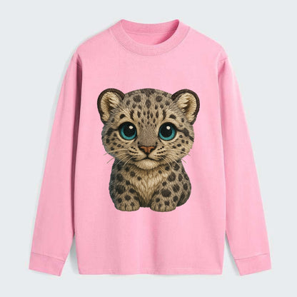 Baby Snow Leopard Cub - gray spotted, thick fur, blue-green eyes, - Classic Long Sleeve Shirt - Pink