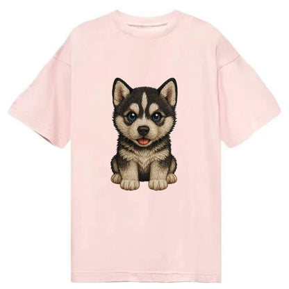 Baby Siberian Husky Puppy - blue or bi-colored eyes, fluffy coat, wolf-like, - Classic T-shirt - Pink