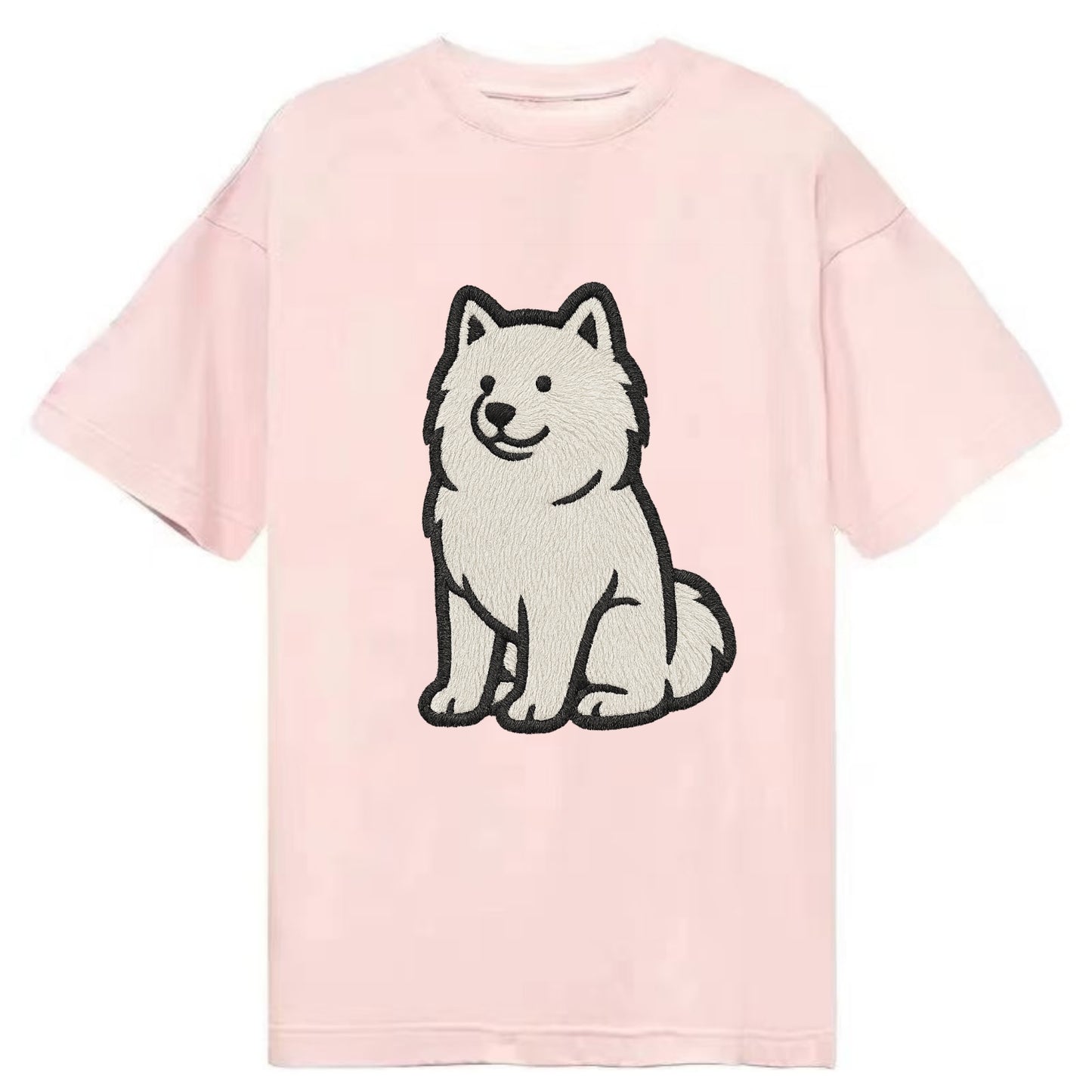 Samoyed - White fluffy embroidered desig Classic T-shirt - Pink