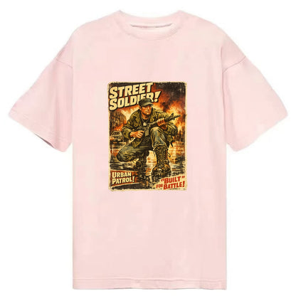 COMBAT READY | Military boots on wet pavement | Street soldier | Urban patrol | - Classic T-shirt - Pink