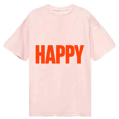 Bold typography design - "HAPPY" - joyful, content, pleased - Classic T-shirt - Pink