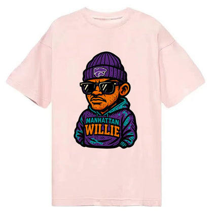 Manhattan Willie wearing Kansas State beanie with powercat patch - Classic T-shirt - Pink