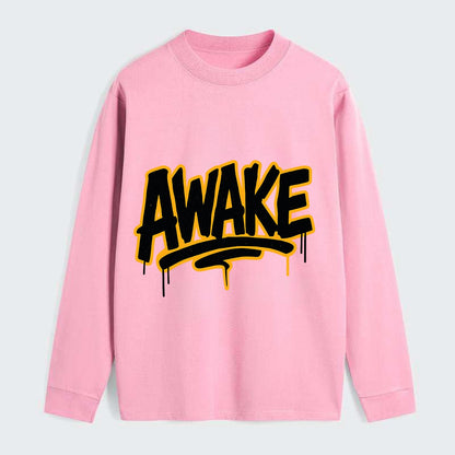 Bold typography design - "AWAKE" - conscious, aware, alert - Classic Long Sleeve Shirt - Pink