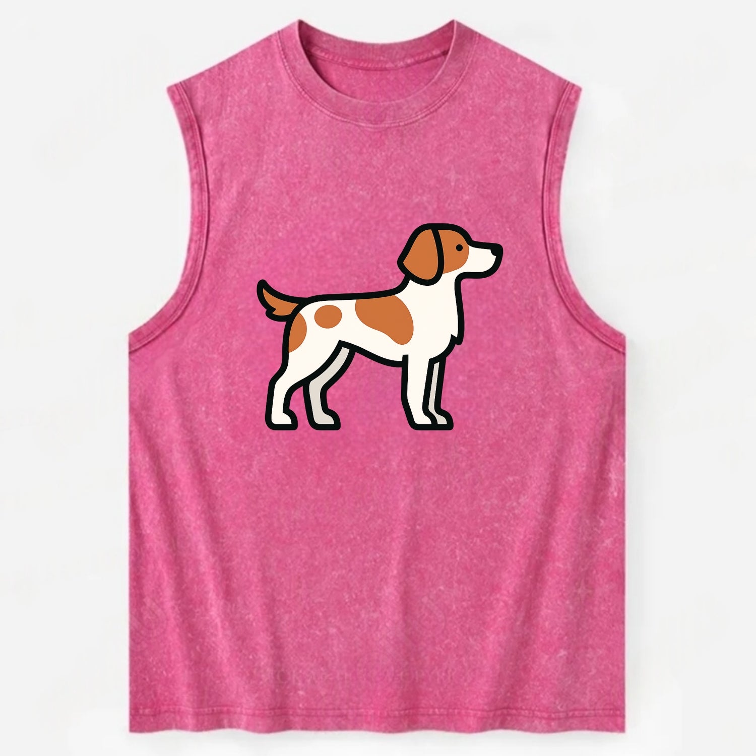 Brittany Spaniel - Orange and white flat side profile - Vintage Washed Tank - Pink