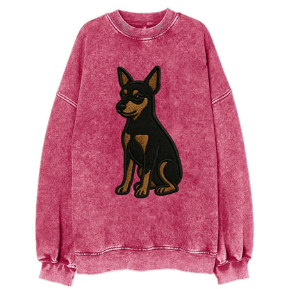 Miniature Pinscher - Black and tan sitti Vintage Sweatshirt - Pink