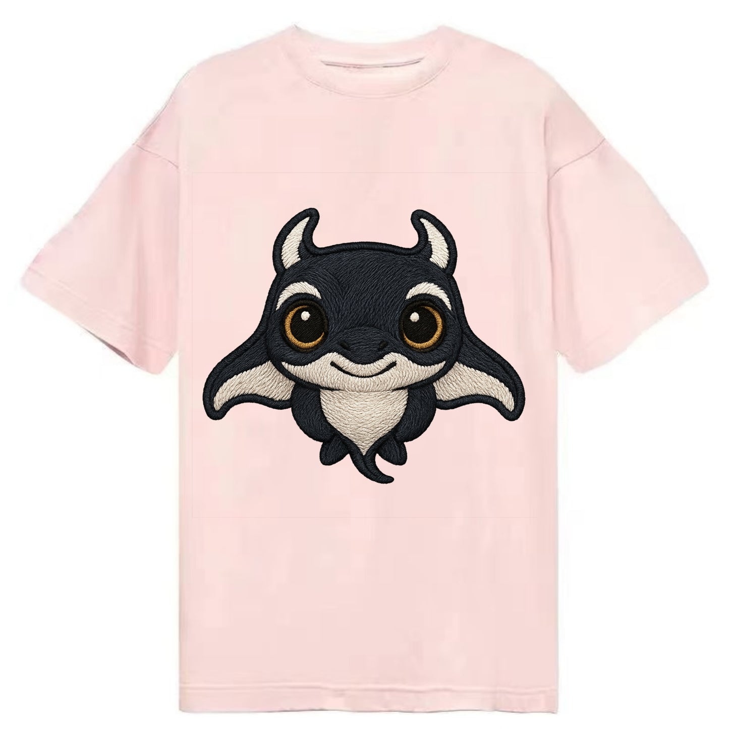 Baby Manta Ray - dark with white markings, cephalic fins, gentle eyes, - Classic T-shirt - Pink