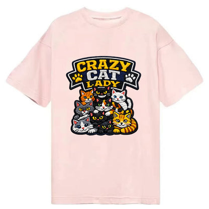 CRAZY CAT LADY - cat pile in multicolor , cat collector - Classic T-shirt - Pink