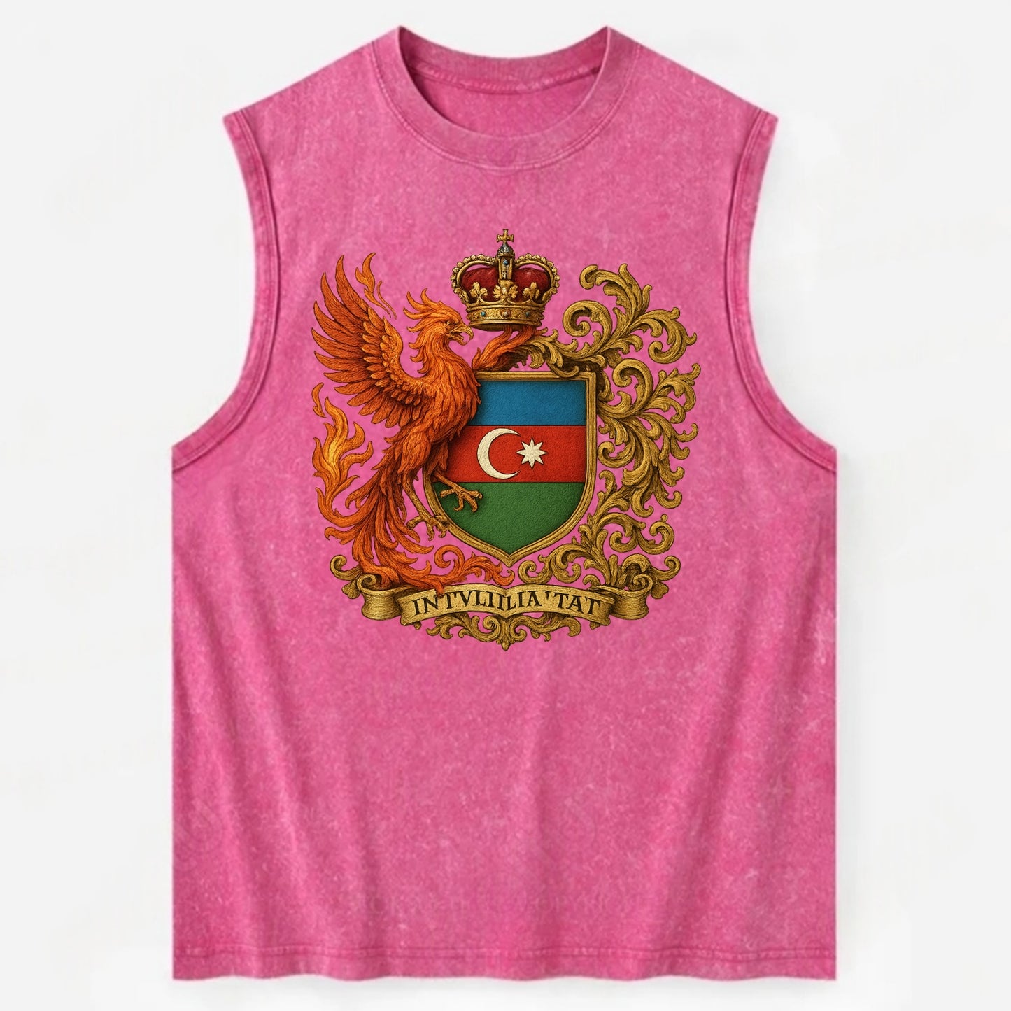 Azerbaijan Fire Phoenix Emblem - Vintage Washed Tank - Pink