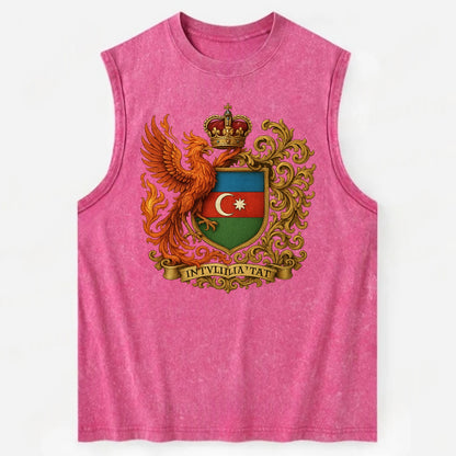 Azerbaijan Fire Phoenix Emblem - Vintage Washed Tank - Pink