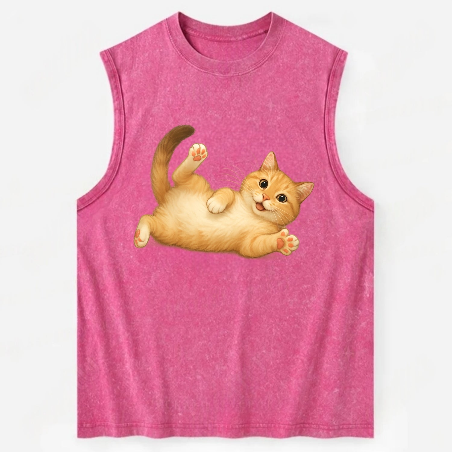 Therapy Cat  - Vintage Washed Tank - Pink