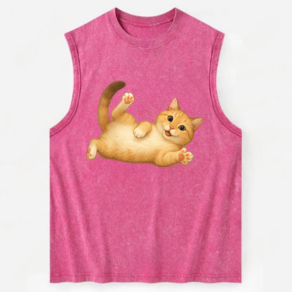 Therapy Cat  - Vintage Washed Tank - Pink